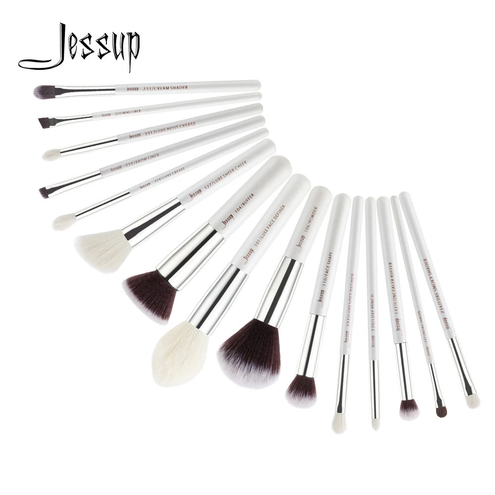 Buy Jessup Brushes 15pcs Pearl White/Silver Professional Makeup Brushes
