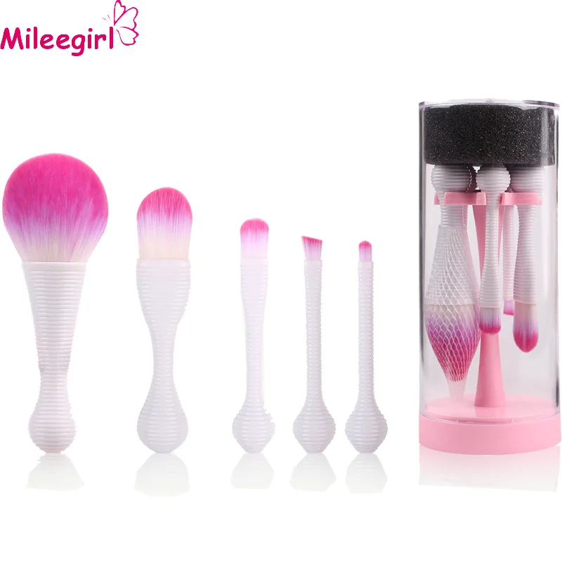 

Mileegirl 5pcs Mini White Makeup Brushes Set Contour Power Foundation Eyes Shadow Makeup Brushes Concealer Blush Make Up Brush