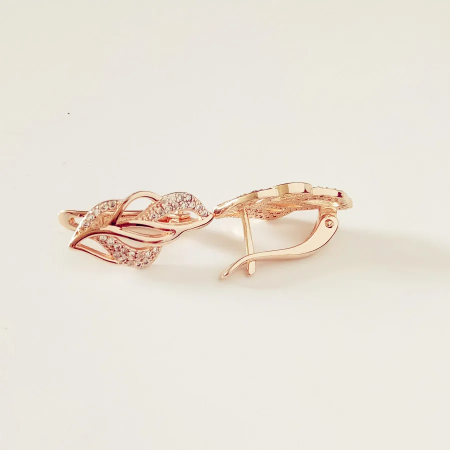Women Earring 585 Rose Gold Color Drop Earring Office Style Leaf Shape New Drop Earring Fashion Women Jewelry