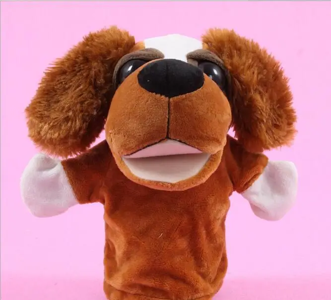 Плюшевая игрушка ручная кукла мультфильм животное кукла рот активный детский сад родитель-ребенок взаимодействие - Цвет: Bigeye dog
