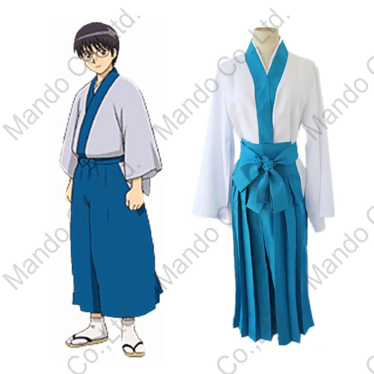 Костюм для косплея из аниме GINTAMA Shimura Shinpachi мужское японское кимоно костюм 3