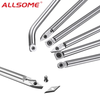 

ALLSOME Wood Turning Tool with Wood Carbide Insert Cutter Hard Alloy Round Angled Shank Woodworking Tool 6 Size High Quality