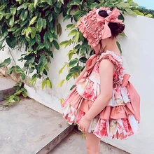 Новое летнее испанское платье на заказ платье с цветочным рисунком милое Хлопковое платье принцессы для девочек Детские платья для девочек