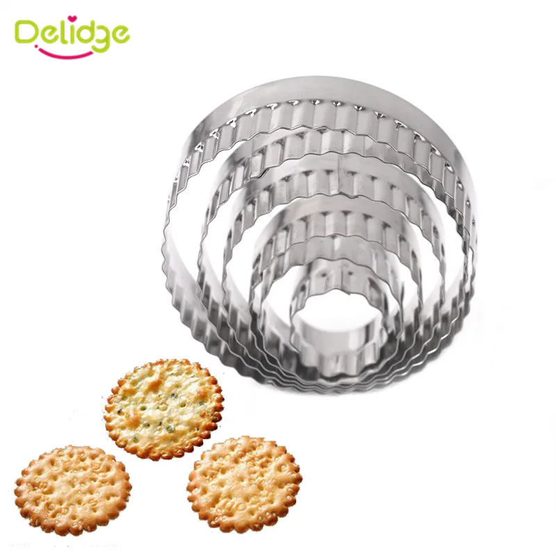 

Delidge 6pcs/set Stainless Steel Round Circle Cookie Cutter 3D Sugarcraft Wedding Pastry Fondant Cake Biscuit Baking Mold