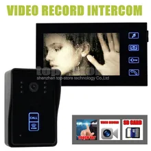 DIYSECUR Grabar Vídeo 7 Pulgadas Video de La Puerta de Intercomunicación Teléfono Timbre Kit de Seguridad para el hogar Cámara Del Monitor RFID Keyfobs Key Touch SD tarjeta