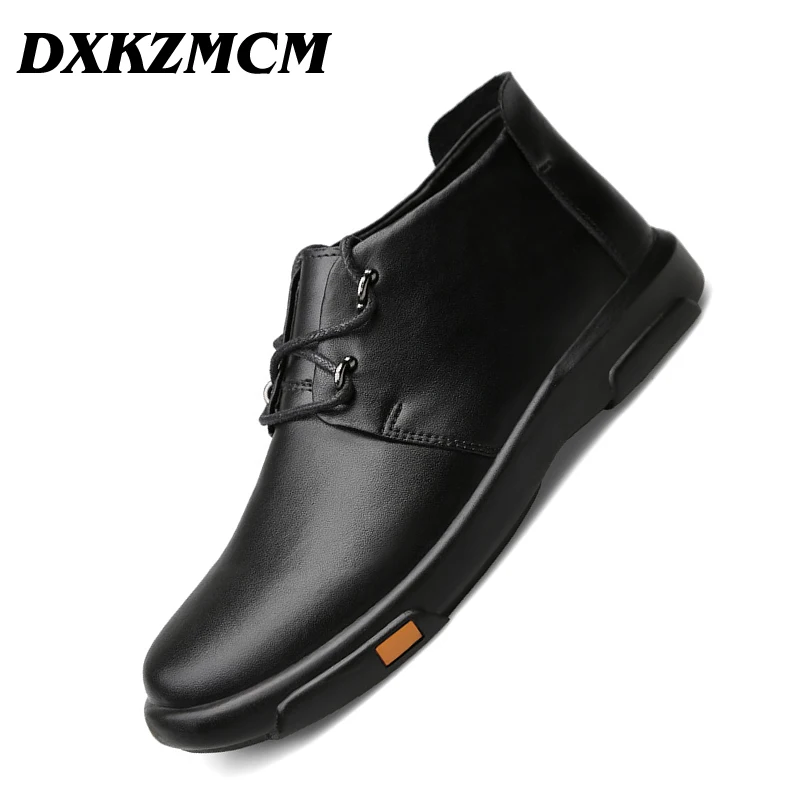 Beste DXKZMCM Echt Lederen Mannen Laarzen Herfst Winter Enkellaars Mode Casual Schoenen Schoenen Mannen Schoenen