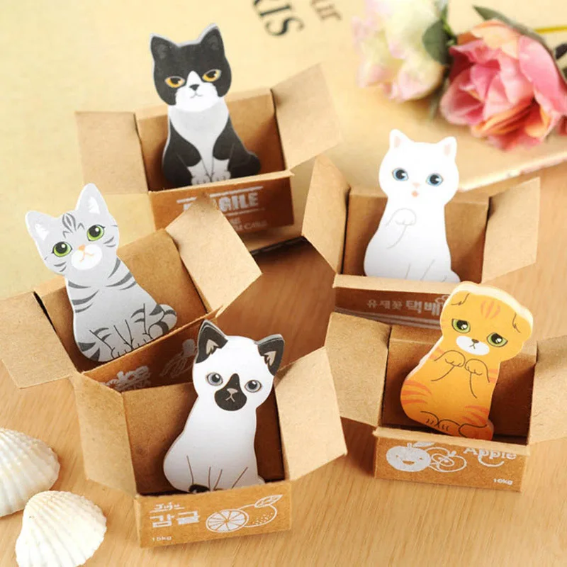 

3D Cats Memo Pad Cartoon Animals Paper Sticky Notes Mini Writing Pads Mark For Book Office School Supplies Korean Stationery