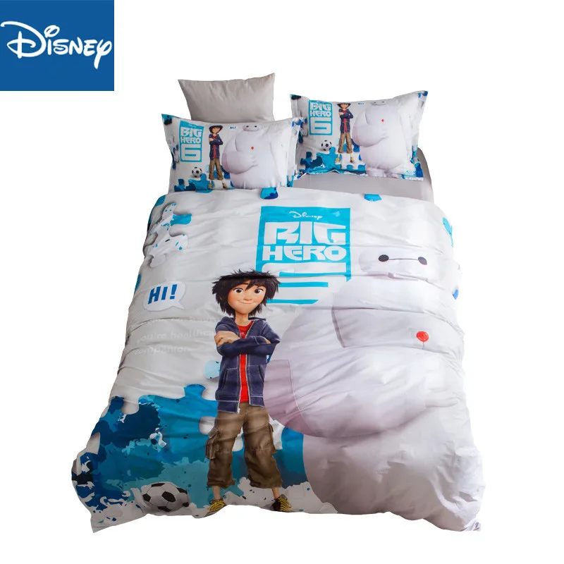Queen size big hero 6 bedding set for children bed decor single duvet covers full bedroom spread cotton kids bed clothes 3-5 pcs