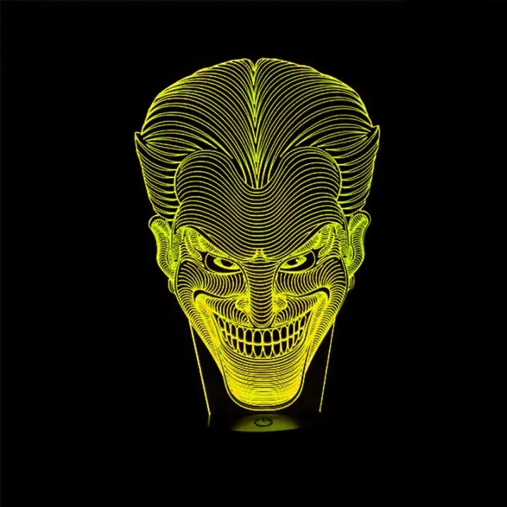 Костюмы на Хэллоуин для детей подарок Джек улыбающееся лицо 3D лампа персонажа фильма Смеющийся Джокер Настольная лампа с 7 цветов ночной Светильник Хэллоуин светильник