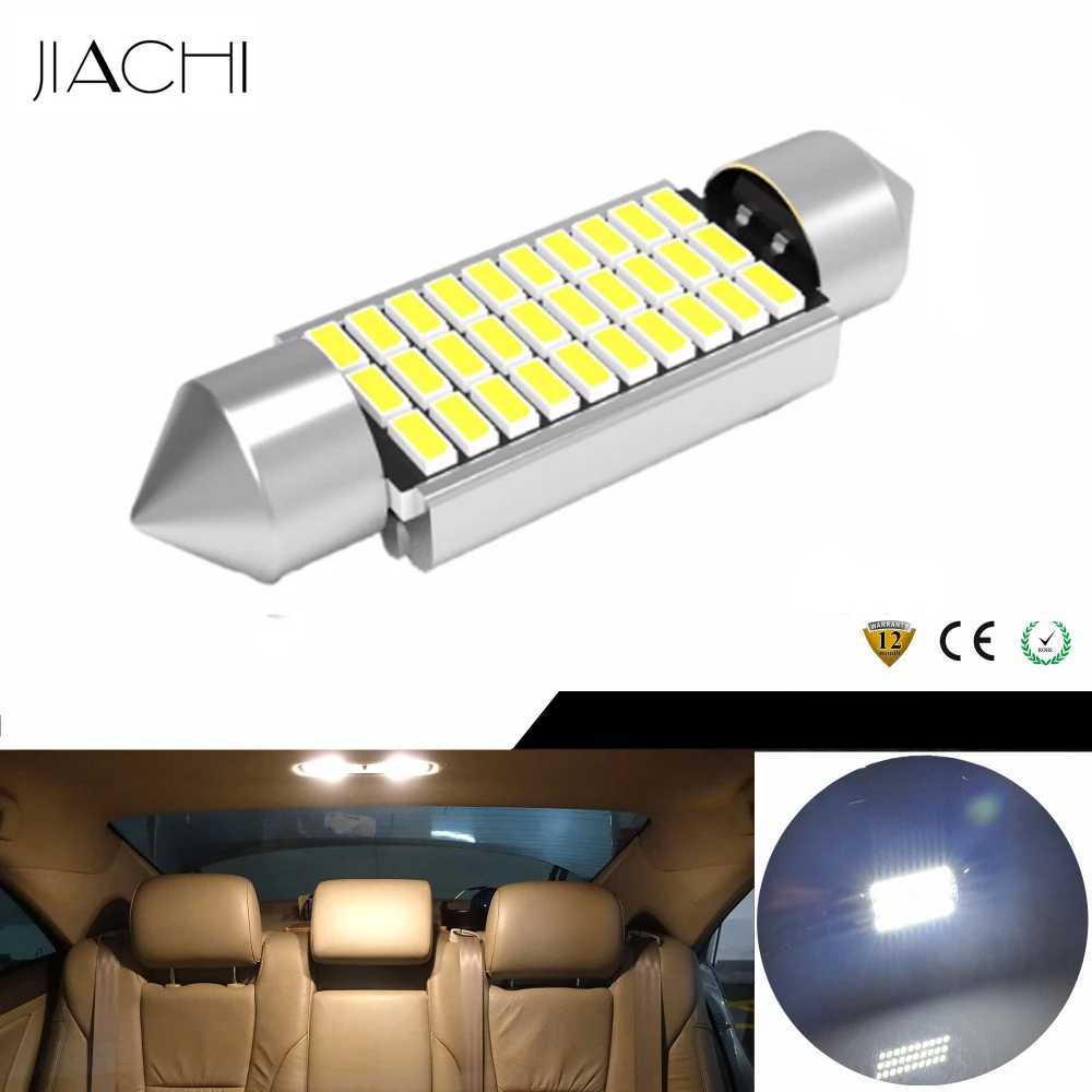 

JIACHI 100PCS Festoon 39mm C5W C10W 12V Led LAMP CANBUS No Error 3014Chip 30SMD Car Interior Reading Light White Wholesale 300LM