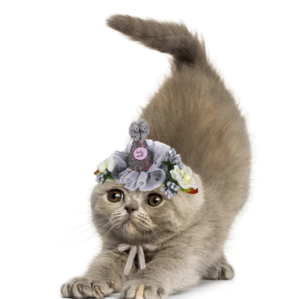 Новинка года ободок в виде зверушки милые кружева цветок шляпа кепки кошка оголовье головное украшение для кошки Pet костюм для котенок кошек Pet интимные аксессуары