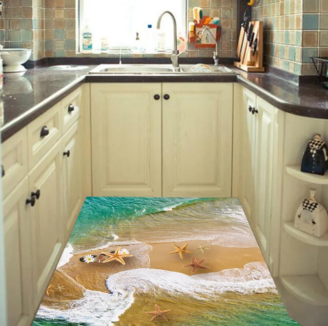3d beach stone starfish floor wall sticker for kids room waterproof bathroom floor sticker mural decals