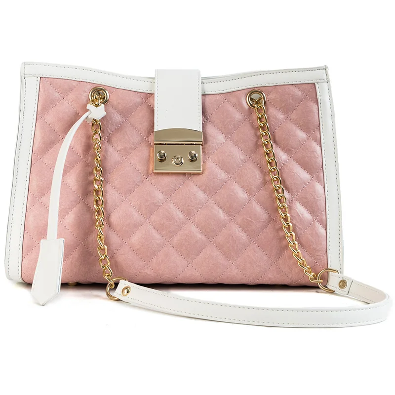 Новая Большая вместительная сумка на одно плечо простая мода Lingge цепь скошенная сумка tide - Цвет: Pink