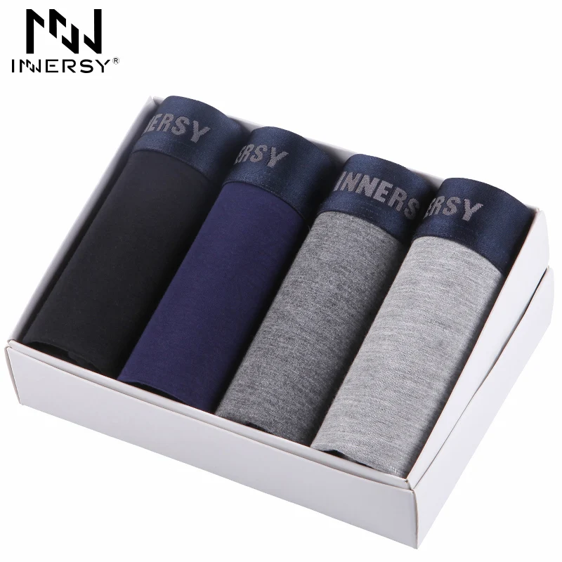 

Innersy Shorts Mens 4Pcs\lot Underwear Soft Boxers modal Boxer Men Solid Boxer Shorts Plus Size Boxers Mens Underwear Lot