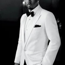 На заказ жених кот смокинг куртка, сделанные на заказ слоновой кости пик нагрудные кот пиджак черные брюки, на заказ кот свадебное костюмы для мужчин
