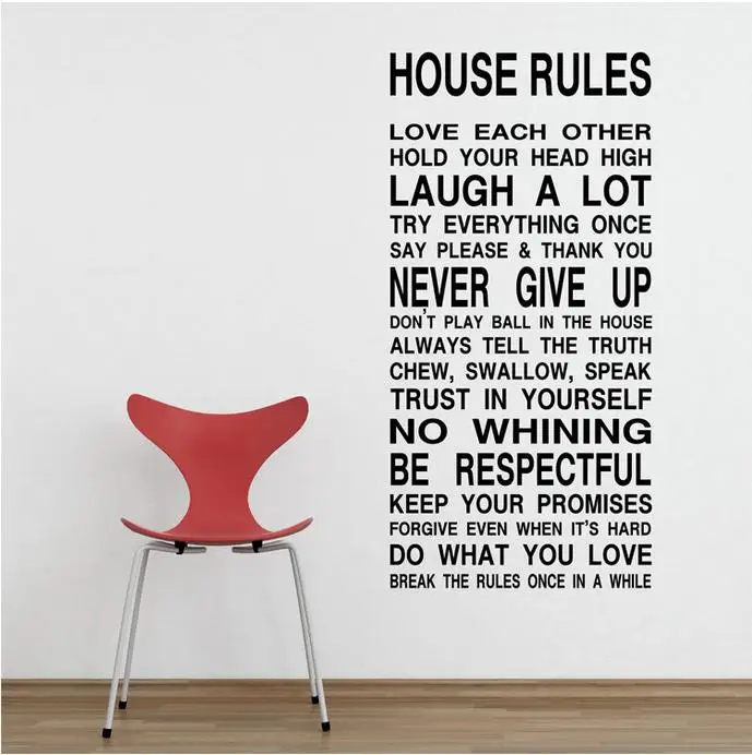 House Rule Wall Sticker Black Pegatinas De Pared Character Child