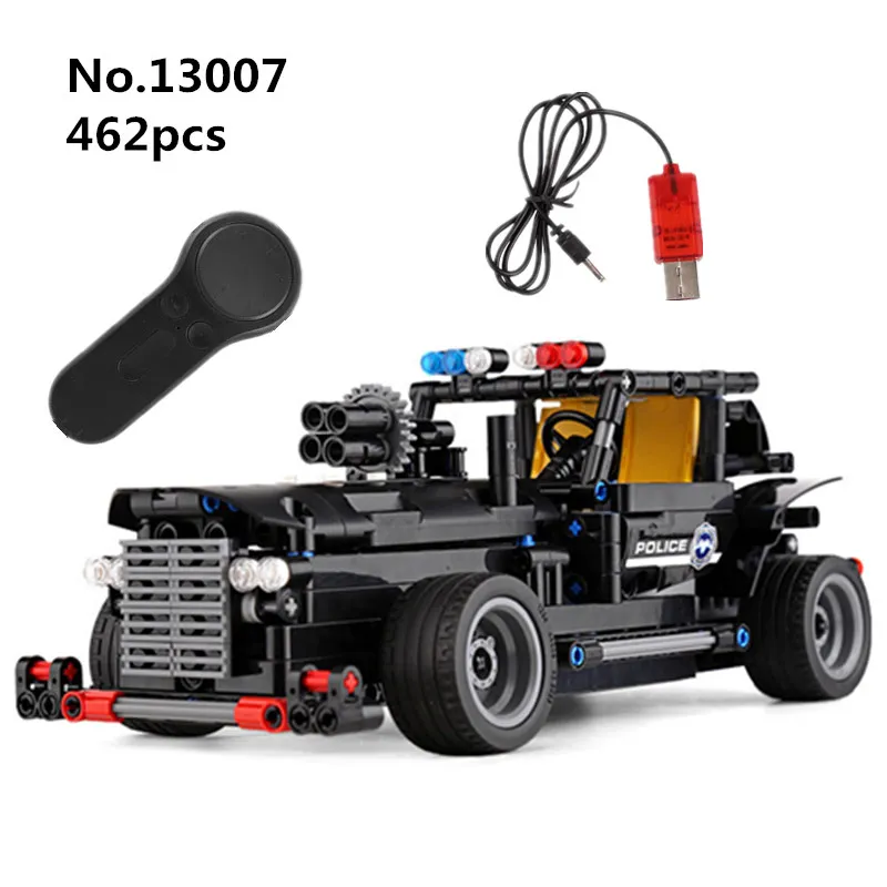 

13007 462pcs Building Blocks Bricks DIY Technic Remote Control RC Car SWAT Command Vehicle Electric USB Toys For Children Gifts