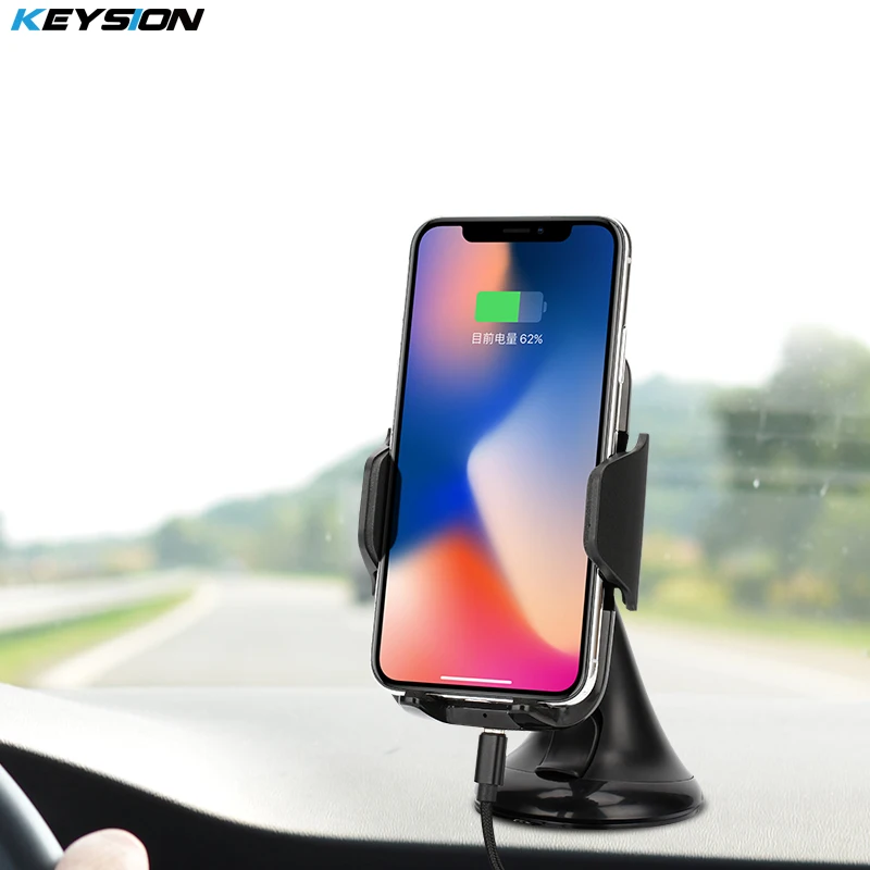 

KEYSION 10.8W Fast Charger Qi Wireless Car Charger ChargingPad for iPhone X XS Max XR 8 Plus Samsung S9 Car Suction Mount Stand