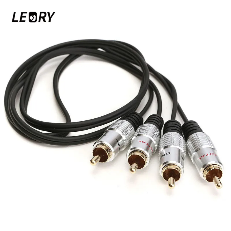 

LEORY Gold-plated Stereo Audio Cable OFC Twin 2 RCA Male to 2 RCA Male Audio Cable Lead Head 1m
