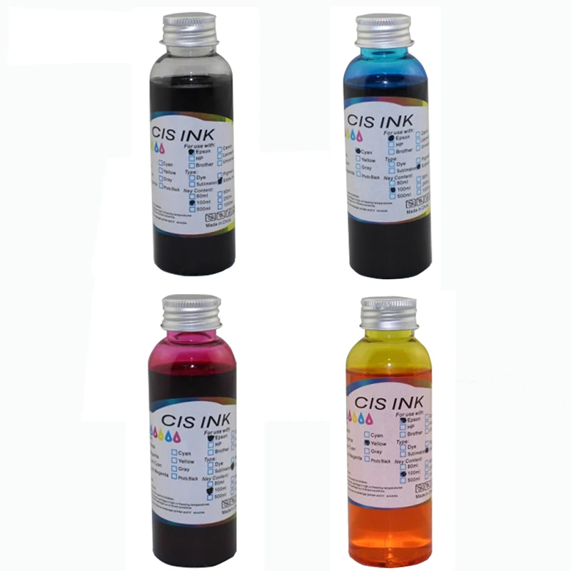 Съедобные чернила для принтера Epson Stylus T23 T24 TX105 TX115 T1171 T0732N T0733N T0734N 4 цвета СНПЧ