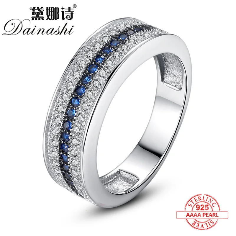

Dainashi Simple Atmosphere Shiny Zircon 925 Silver Rings Stripe Design Party Wedding Finger Rings For Fashion Women Jewelry 2019