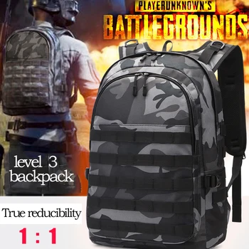 

2019 Men's Battlefield Backpack Multifunction High Capacity Camouflage Travel Rucksack USB Headphone Jack Game Level 3 Bag PUBG