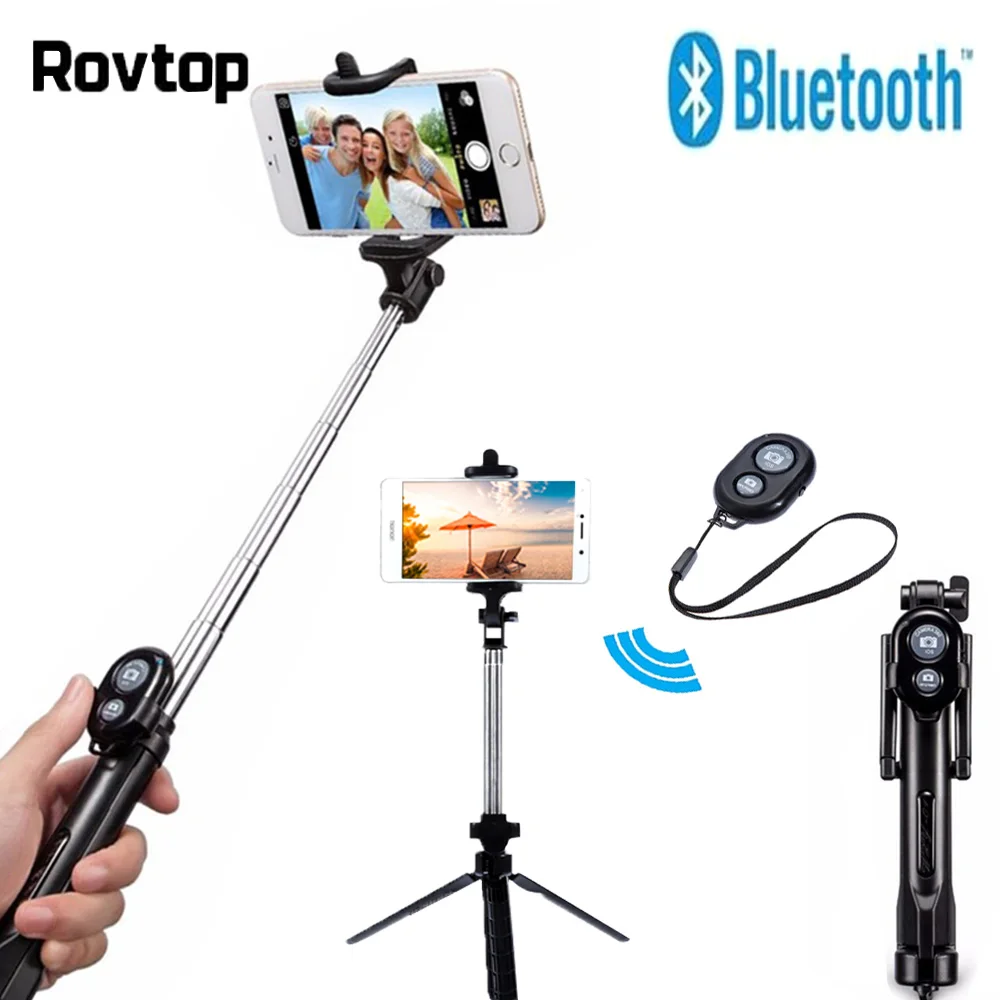 

Rovtop Wireless Bluetooth Selfie Stick For iPhone 8 X 7 6s Plus Foldable Handheld Monopod Shutter Remote Extendable Mini Tripod