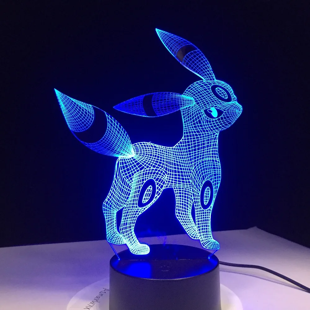  Umbreon Pokemon Go 3D Acrylic Night Light USB Sleep Light 3AA Battery 7 Color Change Table Lamp Bed - 32900278292