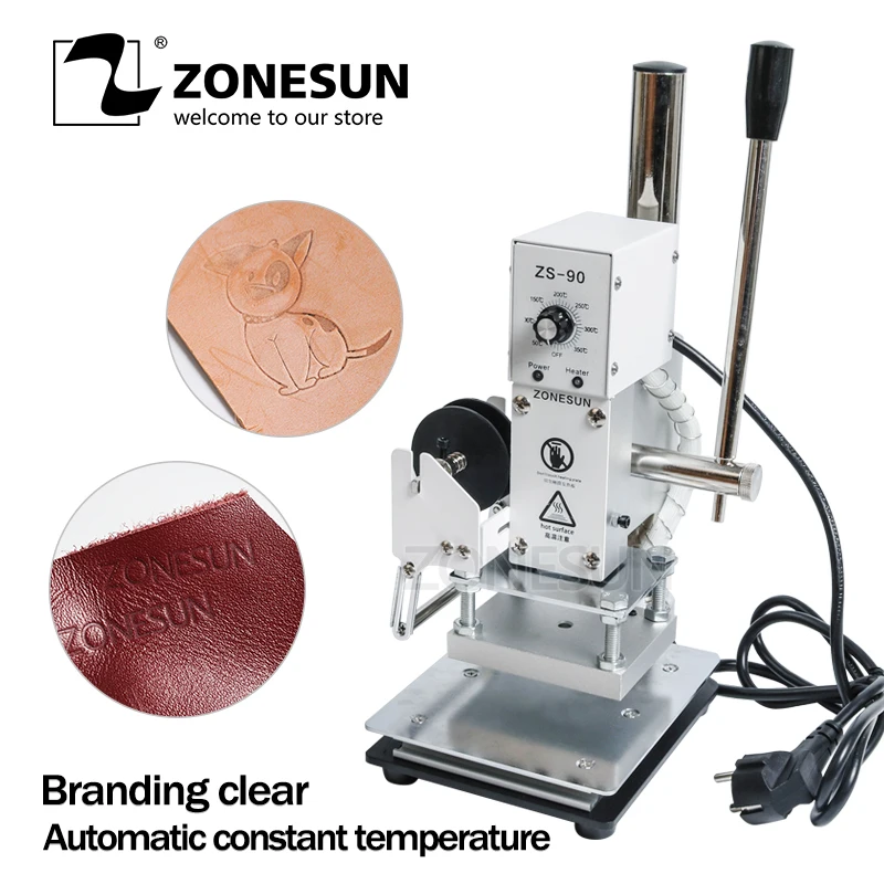

ZONESUN 1PC 110V/220V Manual Hot Foil Stamping Marking Machine Leather PVC Printer With Temperature Control