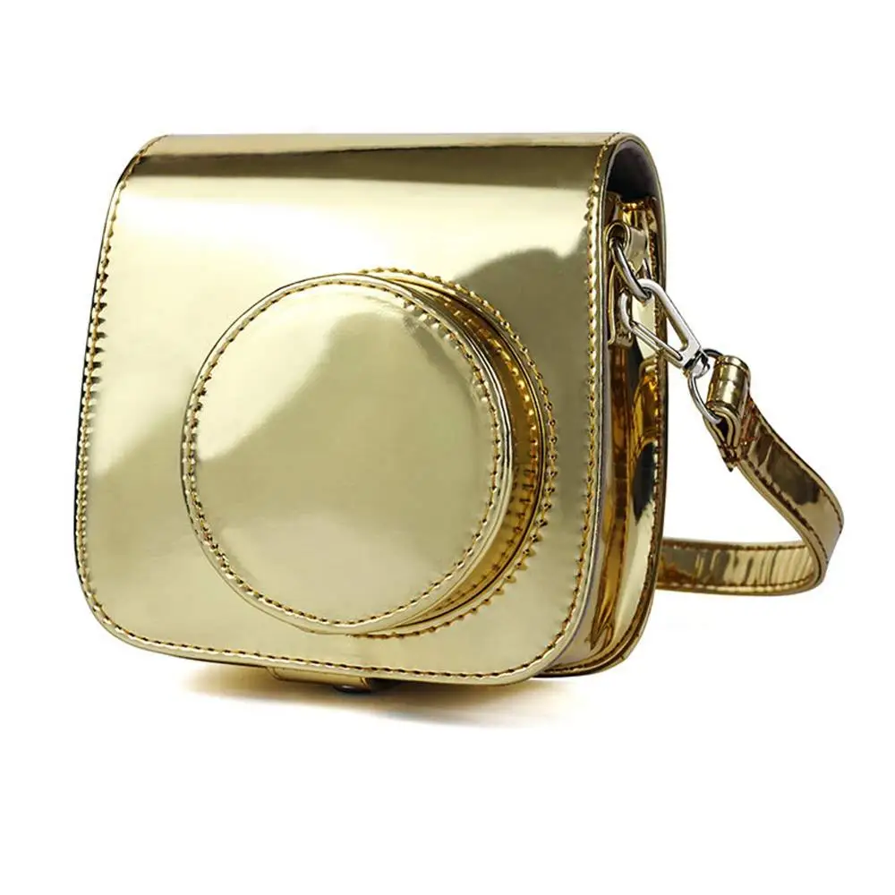 

Instant Camera Protective Bags Mirror Gold Smooth Laser Cases Compatible with Instax Mini 8/8+/9 Camera