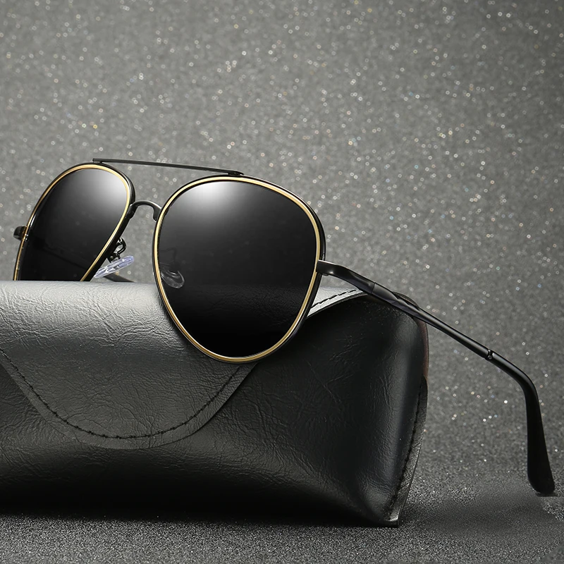 

2019 Blue Polarized Men Sunglasses 5 Colors UV400 Metal Frame Oval Driving Glasses With Box