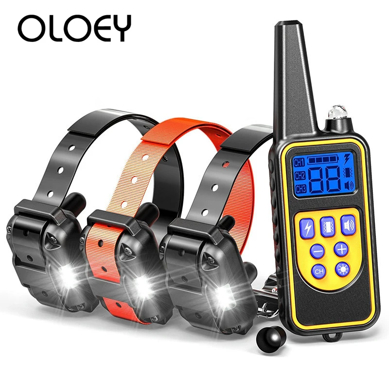 

Original 800M Pet Dog Training Collar with 3 Receivers Electric Anti Barking Waterproof Rechargeable Remote Control Dog Collar