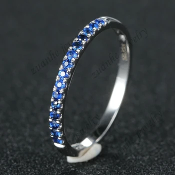 

BAIHE Full Eternity Natural Sapphires Wedding Band Ring Solid 14k White Gold Engagement Ring Women Fine Jewelry Sapphire ring