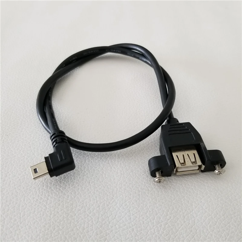 50 шт./лот 90 градусов под прямым углом 5Pin Mini B штекер USB A Женский кабель для передачи