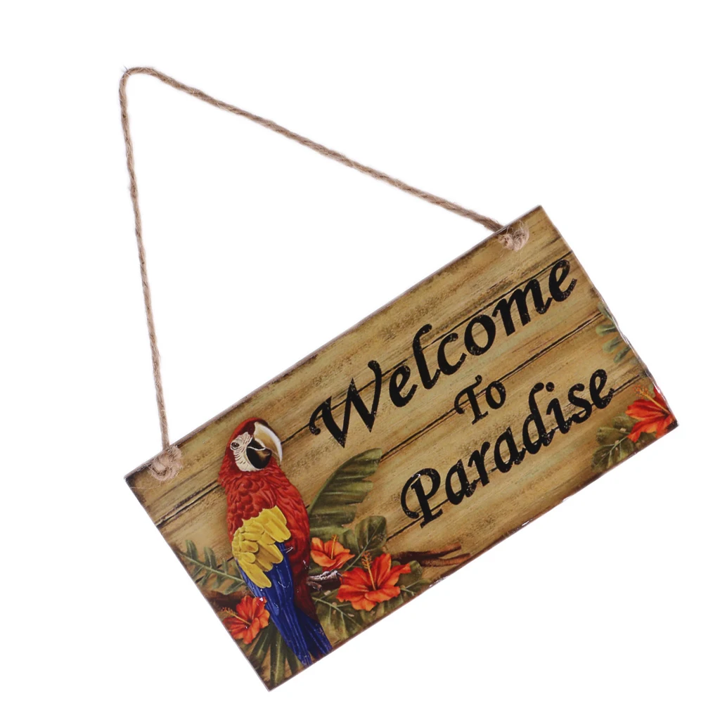Винтаж Добро пожаловать в рай деревянная дощечка вывеска с джутовый шпагат висящие знаки для домашнего садового декора