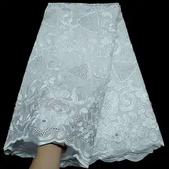 

New Arrival Nigerian wthie color Cotton Lace Fabrics Embroidery Swiss Voile Lace In Switzerland High Quality with stones MXE011