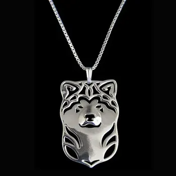 

Akita Dog Pendant Necklaces Plated Collares Largos Animal Pendant Women New Design Dog Jewelry Wholesale Stores 2017