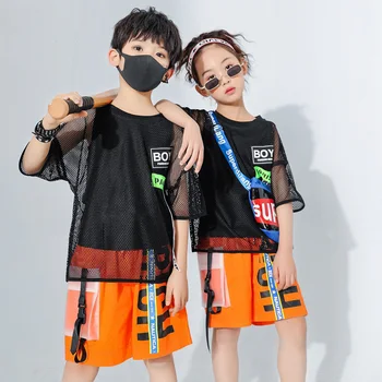

Modern Children'S Street Dance Set Jazz Dance Hiphop Costume For Boys And Girls Summer Costumes Drum Show Clothing Tide DWY1888