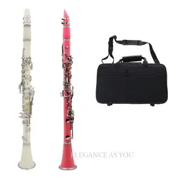 Розовый цвет 17 ключей кларнет в Bb белый 17 пуговицы кларнет Bb ABS духовой инструмент никелированные пуговицы падение B тон кларнет
