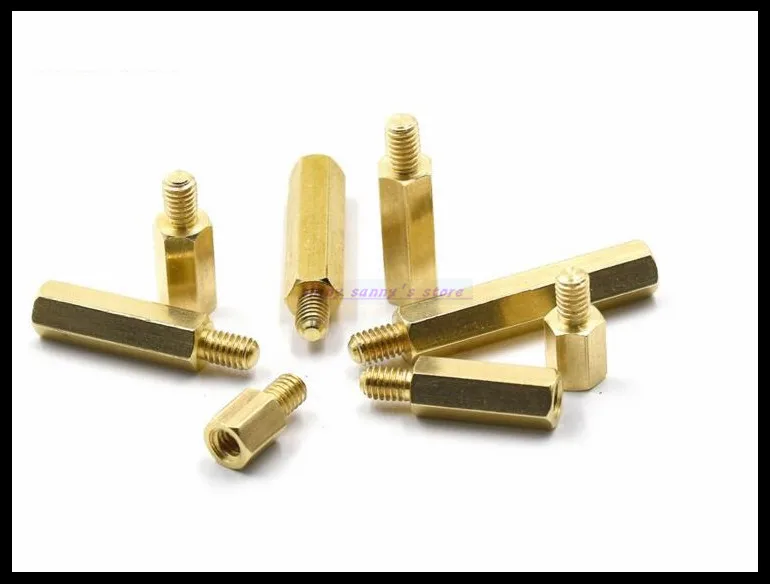 M4x6+6 M4x55+6mm Metric Brass Hexagonal Threaded Spacers Hexagon Copper