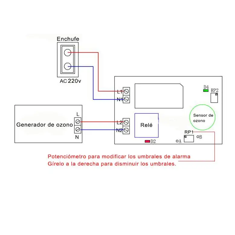 Озоновый датчик с реле для тестирования концентрации озона от 10-1000ppb