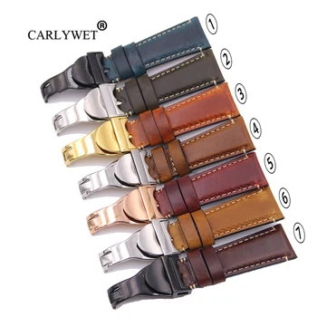 

CARLYWET Wholesale 22mm Vintage Color Genuine Leather Replacement Wrist Watchband Strap Belt Loops Band Bracelets For IWC Tudor