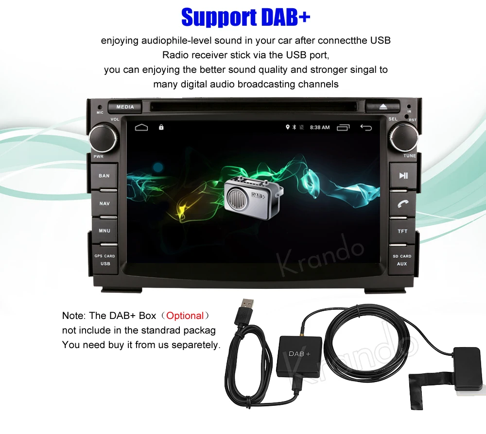 Top Krando Android 9.0 7" android car dvd player radio gps for kia ceed 2006-2012 navigation multimedia system WIFI 3G BT DAB+ 12
