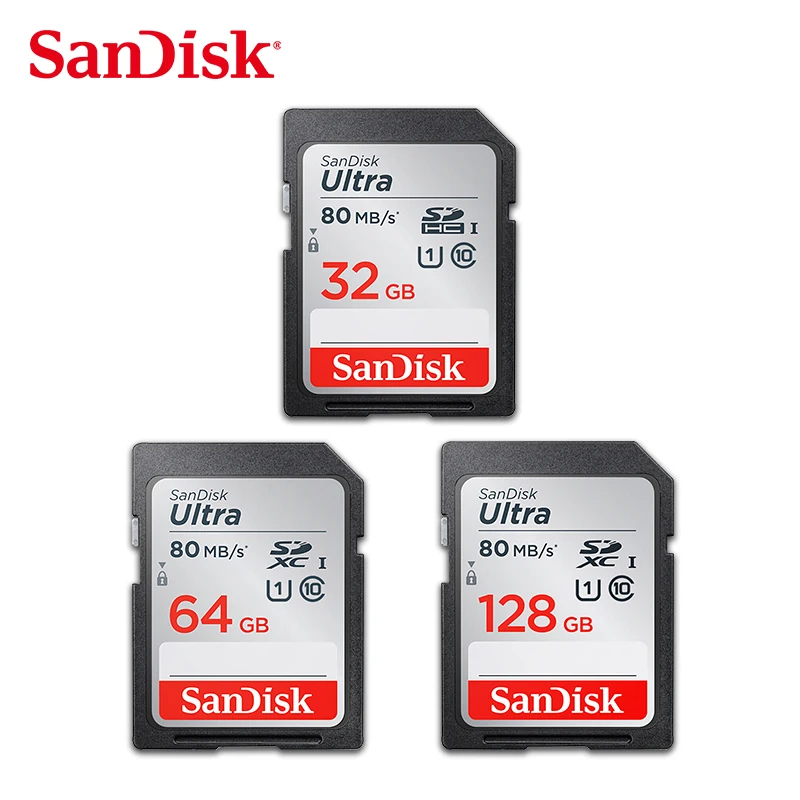 Двойной Флеш-накопитель SanDisk Ultra карты памяти SDHC/SDXC SD карты Class10 16 Гб оперативной памяти, 32 Гб встроенной памяти, 64 ГБ 128 карты C10 UHS-I 80 МБ/с. для cartao de memoria Камера