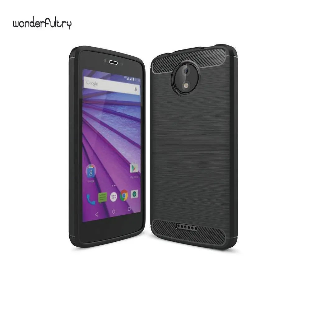 Wonderfultry для MOTO C плюс В виде ракушки Fundas Coque углеродного волокна матовый чехол Капа