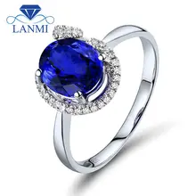 Natural 7x8mm Tanzanite Oval Rings In 18K White Gold Real Diamonds For Birthday Gemstone Jewelry Gift R602