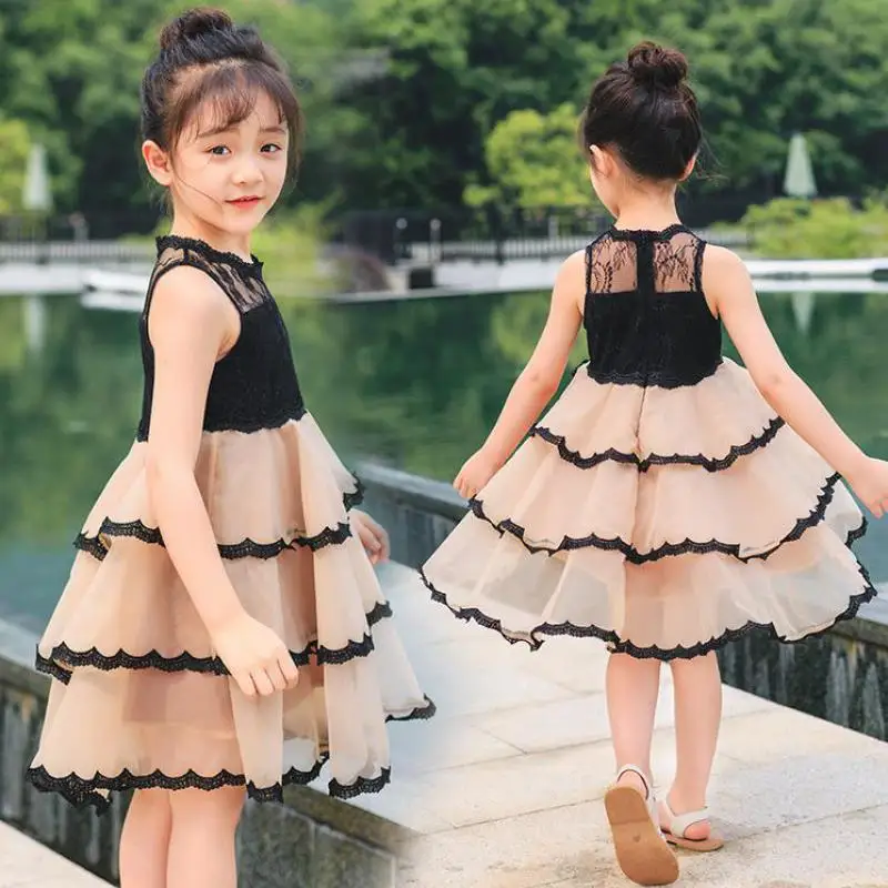 Новая детская одежда летнее платье принцессы кружевное платье для маленьких девочек Хлопковое детское платье в полоску Sukienki 10 12 лет