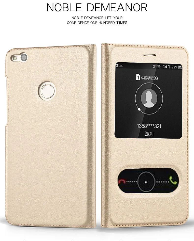 luxury open window leather flip case for huawei honor 8 lite 02