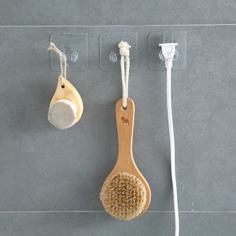 

Creative 1Pcs Cable Wire Wall Hooks Transparent Kitchen Bathroom Hanger Wall Mounted Key Holder Clear PVC Towel Storage Hook