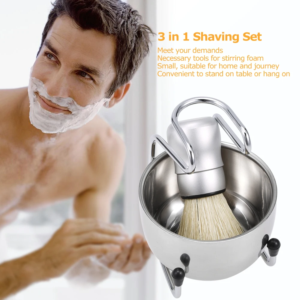 3 в 1 мужской набор для бритья щетка для бритья + подставка для бритья + мыльница для чистки волос барсука мужской набор для бритья